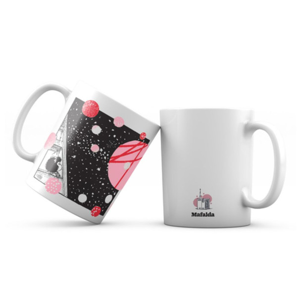 Taza Mafalda Pop Noche Ceramic Mug, Screen-Printed Design, Microwave & Dishwasher Safe - Ceramic Printed Cup