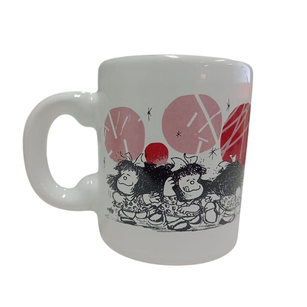 Taza Mafalda Bailando Dancing with Balloons Ceramic Mug, Screen-Printed Design, Microwave & Dishwasher Safe - Ceramic Printed Cup