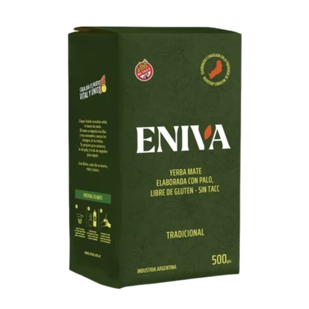 Eniva Traditional Yerba Mate with Stems, Gluten-Free, 500 g / 1.1 lb