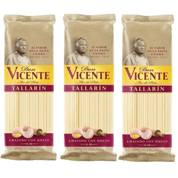 Don Vicente Egg Noodles Tallarín Pasta, 500 g / 1.1 lb ea (pack of 3)