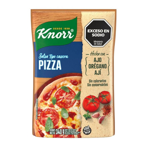 Knorr Salsa Lista para Pizza de Tomate made with Garlic, Oregano and Chili, ideal for pizza, no added preservatives, 340 g / 11.99 oz bag