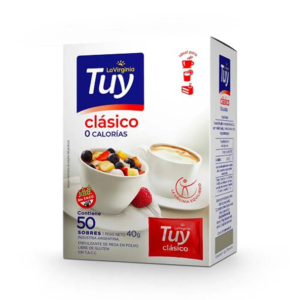 Tuy Edulcorante Clásico Classic Tabletop Sweetener Powder Gluten-Free, 40 g / 1.41 oz (box of 50 packets)