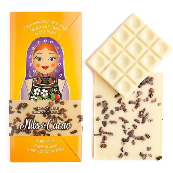 Mamuschka White Chocolate Bar with Cacao Nibs Amazonian Ecuador, 50 g / 1.76 oz