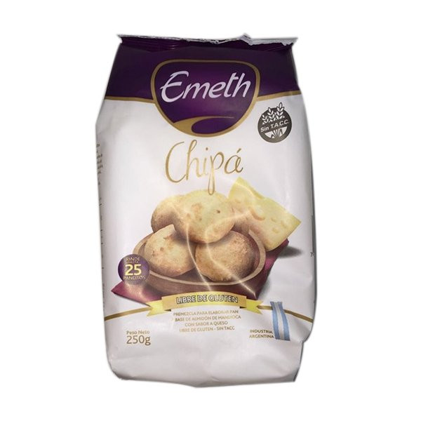 Emeth Flour Pre-Mixed to Make Chipá Flour Gluten-Free Sin TACC Add 2 Eggs, Cheese and Water, 250 g / 8.8 oz for 25 chipás