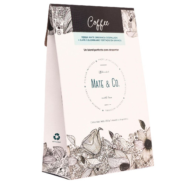 Mate & Co Coffee Organic Yerba Mate Blend Premium with Roasted Colombian Coffee Beans - Despalada No Stems, 250 g / 8.8 oz