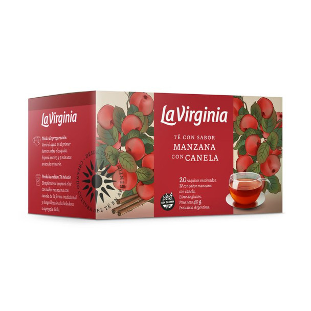 La Virginia Manzana con Canela Apple & Cinnamon Tea In Bags, Gluten-Free (box of 20 bags) La Virginia Manzana con Canela Apple & Cinnamon Tea In Bags, Gluten-Free (box of 20 bags)