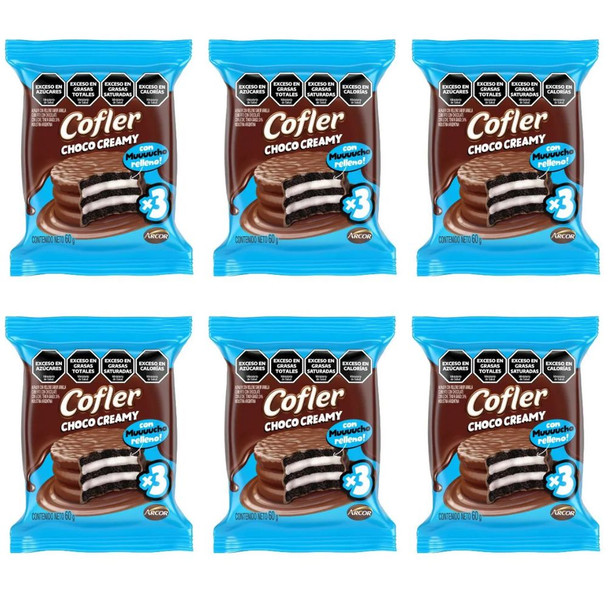 Cofler Choco Creamy Triple Alfajor – Extra Filled Chocolate Cookie Sandwich, 60 g / 2.11 oz ea (pack of 6)