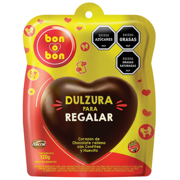 Bon o Bon Heart-Shaped Chocolate Filled with Candies & Mini Eggs, 120 g / 4.23 oz