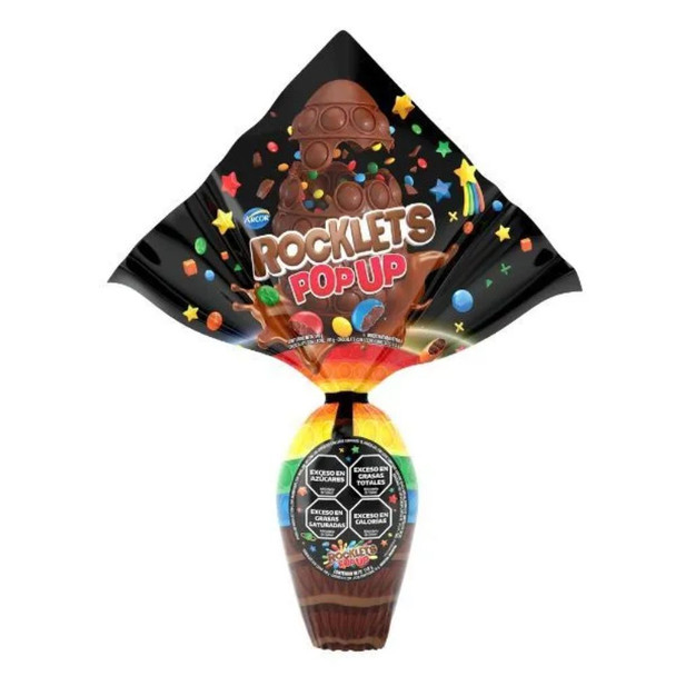Rocklets Pop Up Easter Egg – Milk Chocolate Egg with Colorful Candy Coating, 110 g / 3.88 oz