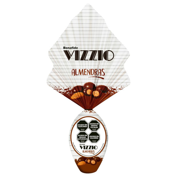 Bonafide Vizzio Easter Egg with Almonds, Milk Chocolate Huevo de Pascua  con Almendras y Chocolate con Leche, 167 g / 5.9 oz