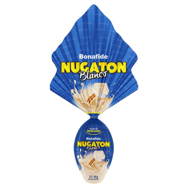 Bonafide Nugatón Easter Egg White Chocolate with Mini Nugatón Bites Inside - Huevo de Pascua de Chocolate Blanco con Mini Bocaditos de Nugatón en su Interior, 91 g / 3.2 oz
