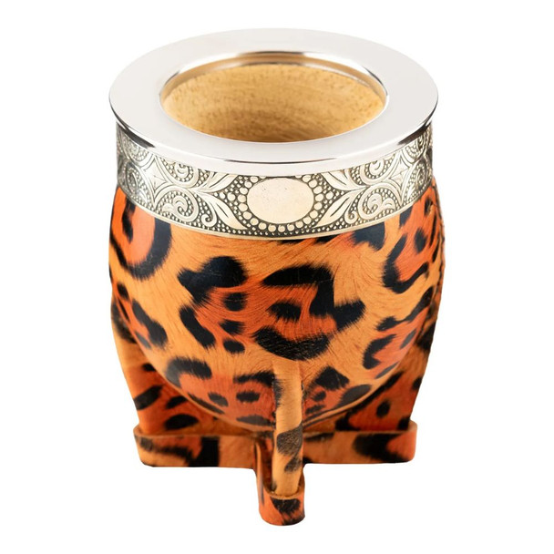 Matesur Imperial Mate Animal Print Pumpkin Alpaca Leather Stainless Steel Mate Imperial Animal Print Cuero Calabaza, 12 cm / 4.7'