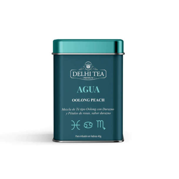 Delhi Tea Agua Oolong Peach Loose Leaf Tea in Canister – Té Azul con Durazno, 40 g / 1.4 oz