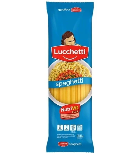 Fideos Lucchetti Spaghetti Pasta Noodles 5 Servings, 500 g / 1.1 lb (pack of 3)