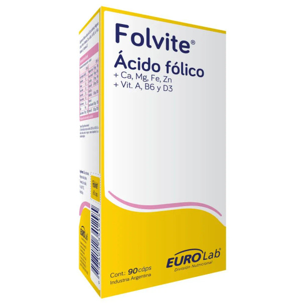 Eurolab Folvite 4th Gen Methylfolate + Multivitamin Dietary Supplement for Women Ácido Fólico (90 Count)