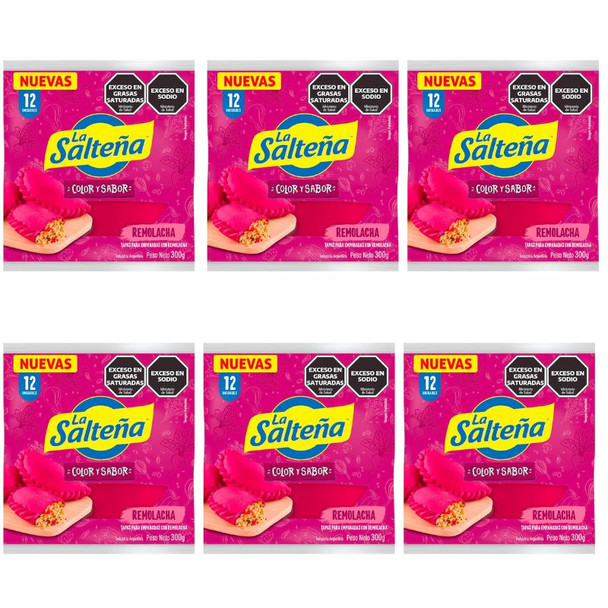 La Salteña Empanada Pastry Discs Beetroot Flavor Tapas Sabor Remolacha, 300 g / 10.6 oz (6 Packs x 12 Discs, 72 Discs)