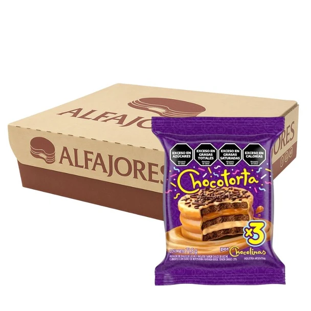 Chocolinas Triple Chocotorta Alfajor with Dulce de Leche & Mousse Wholesale Bulk Box, 71.5 g / 2.52 oz  (21 count per box)