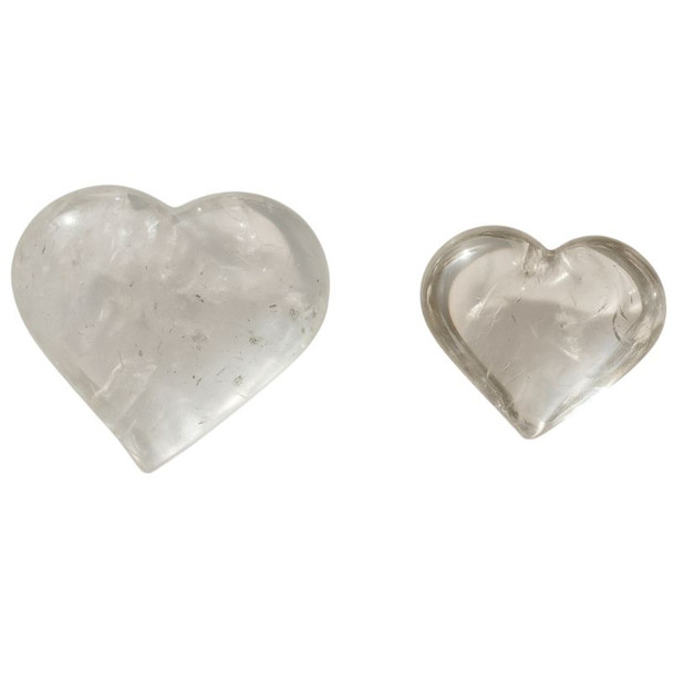 Quartz Crystal Heart-Shaped Natural Stone, Transparent Quartz Heart Stone Cuarzo Cristal, 100 g / 3.52 oz - Approx 5 cm / 1.96' ea