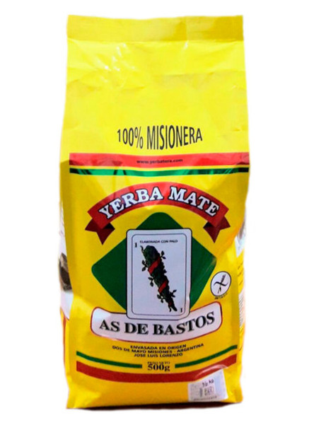 As de Bastos Yerba Mate con Palo Yellow Bag Mate Estacionada 100% Misionera, 500 g / 1.1 lb