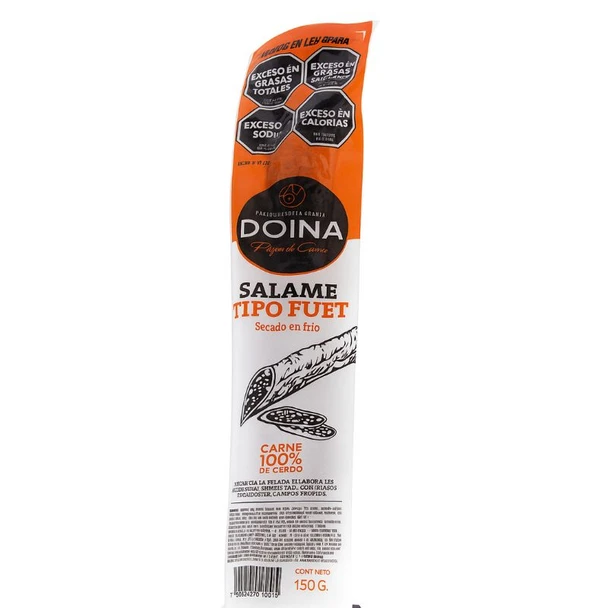 Doina Salame Tipo Fuet Cold-Dried 100% Pork, Vacuum Packed, 150 g / 5.3 oz