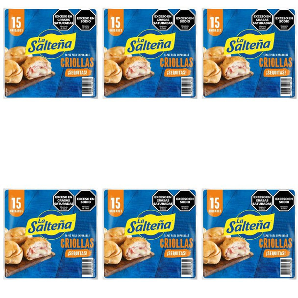 La Salteña Empanada Dough Discs Criolla-Style Extra Flaky Tapas Más Crocantes, 412 g / 14.53 oz (6 Packs x 15 Discs, 90 Discs)