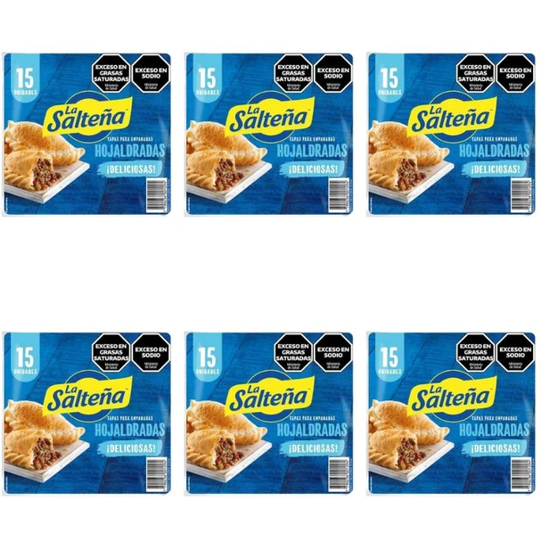 La Salteña Empanada Puff-Pastry Dough Discs Tapas Para Empanadas Hojaldradas, 412 g / 14.53 oz (6 Packs x 15 Discs, 90 Discs)