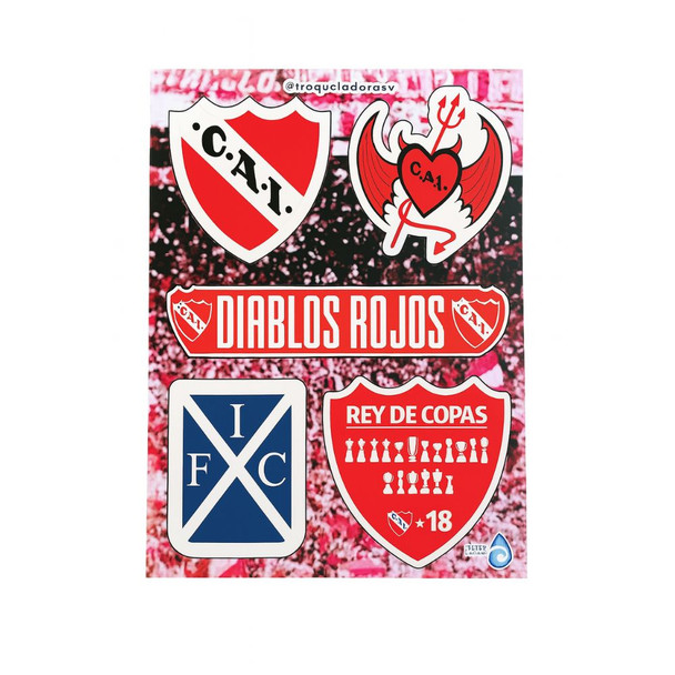 Independiente Vinyl Sticker Sheet – Waterproof Fan Stickers “Rey de Copas”