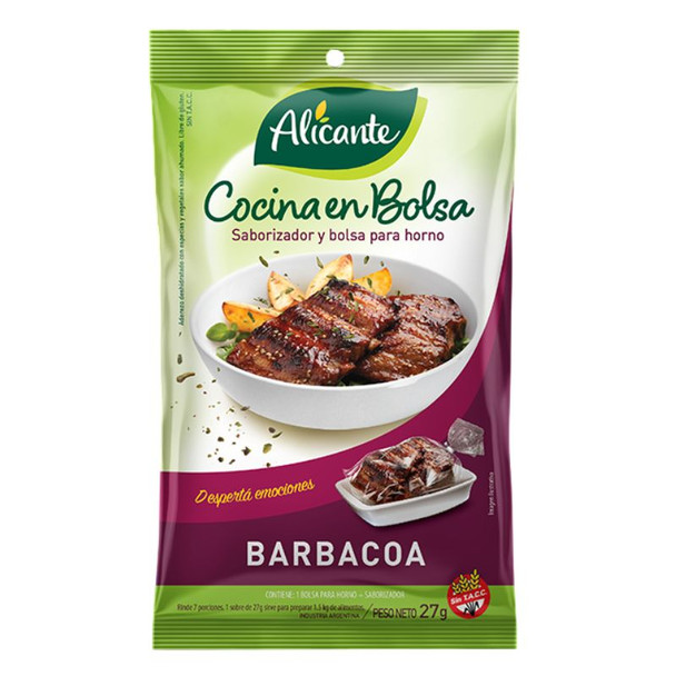 Alicante Cooking Bag Flavorizer & Oven Bag - BBQ Flavor Cooking Bag Seasoning Mix Cocina en Bolsa Barbacoa, 27 g / 0.95 oz