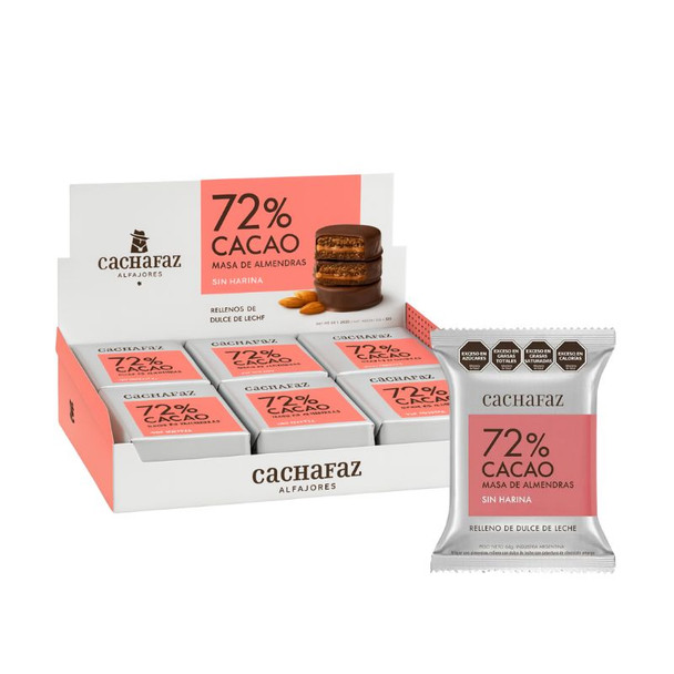 Cachafaz Alfajor 72% Cacao Almond Dough No Flour, 512 g / 18.06 oz (box of 12)