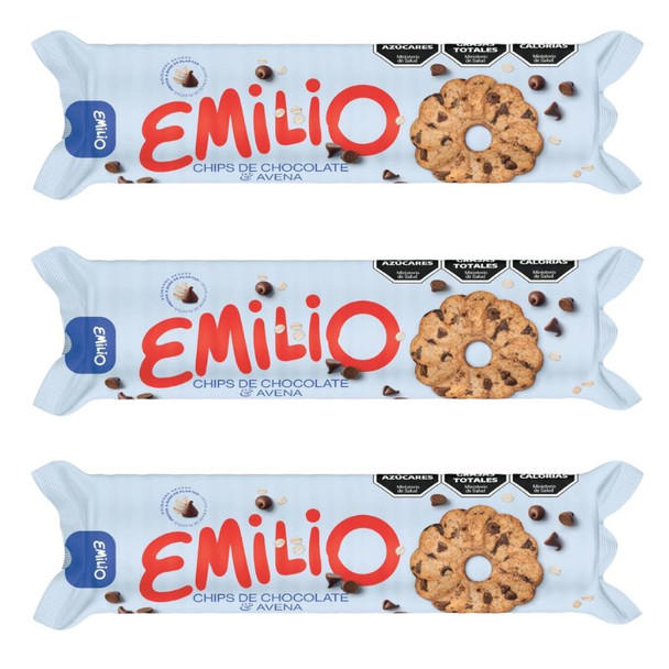 Emilio Chocolate Chip & Oatmeal Cookies, 190 g / 6.70 oz (pack of 3)
