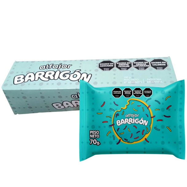 Barrigón Alfajor with Dulce de Leche Coated in White Chocolate, 70 g / 2.46 oz (box of 10)