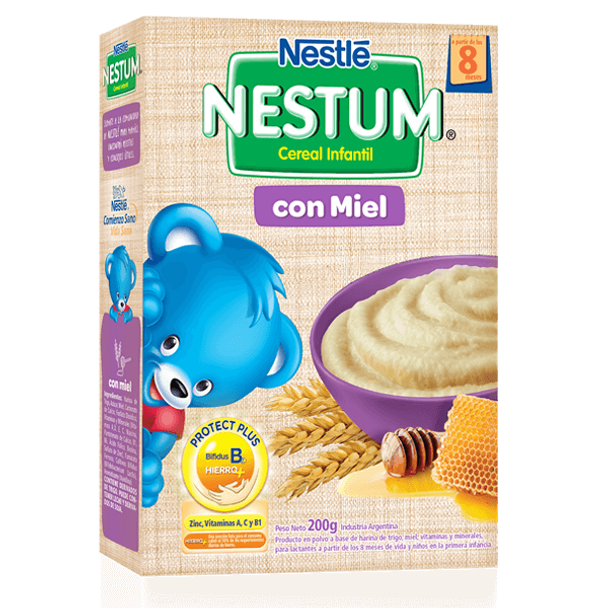 Nestum Cereal Infantil Con Miel Powder Ready To Make Baby Food Made With Wheat Flour, Cereals, Honey & Vitamins Recommended From 8 To 12 Months, 200 g / 7.05 oz