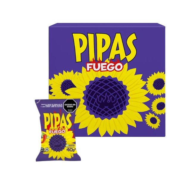 Pipas Spicy Sunflower Seeds, 480 g / 16.93 oz (box of 12)