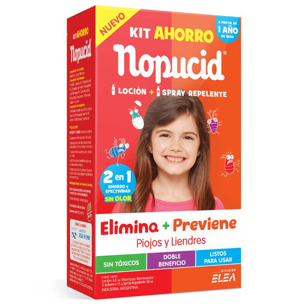 Nopucid Savings Kit Eliminates and Prevents Lice and Nits Spray, 65 ml / 2.2 fl oz