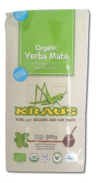 Kraus Organic Yerba Mate Unsmoked Pure Leaf, 500 g / 1.1 lb