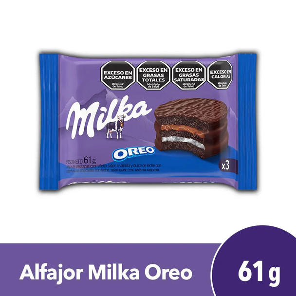 Milka Alfajor Triple Oreo with Dulce de Leche and Vanilla Cream, 61 g / 2.15 oz (pack of 6)
