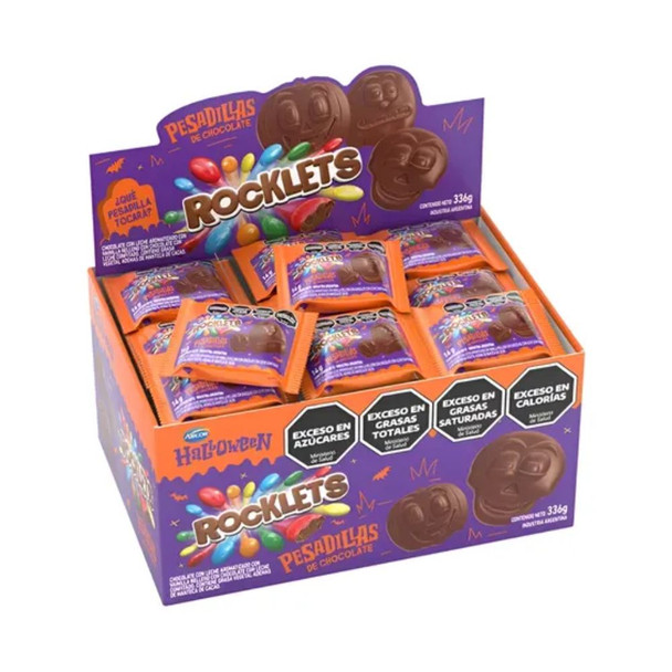 Rocklets Pesadillas de Chocolate Halloween Edition - Candied Chocolate Sprinkles, 336 g / 11.85 oz (24 units of 14 g)
