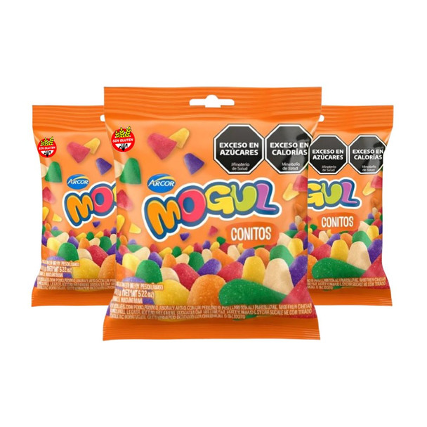Mogul Conitos Cones Jelly Gummies Assorted Flavors Pineapple, Apple, Strawberry, Grape, Orange & Banana, 80 g / 2.82 (pack of 3)