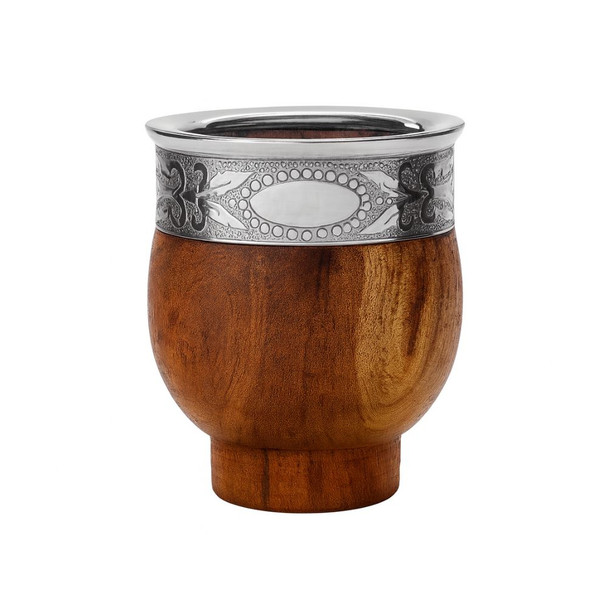 Imperial Algarrobo Mate Cup with Stainless Steel Ring - Handcrafted Traditional Design Imperial Algarrobo Mate Cup with Stainless Steel Ring - Handcrafted Traditional Design
