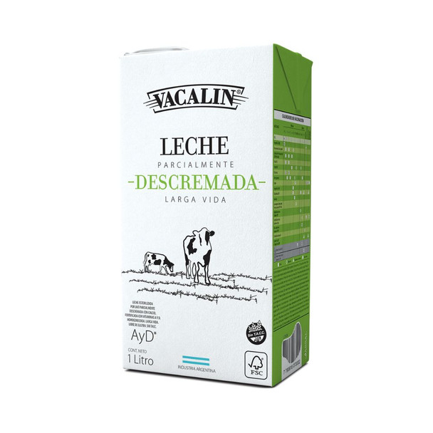 Vacalin Partially Skimmed UHT Milk – Long Life, 1 L / 33.8 fl oz Tetra-brick