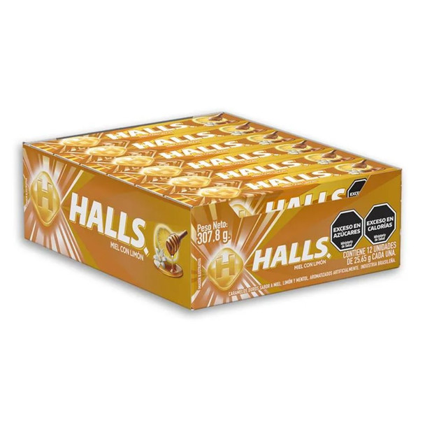Halls Honey Lemon Candies, 26.5 g / 0.9 oz ea (box of 12)
