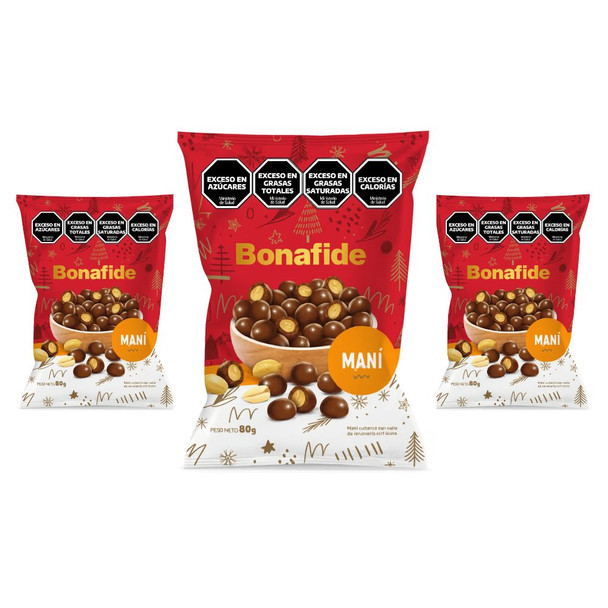 Bonafide Chocolate-Coated Peanuts, 80 g / 2.82 oz (pack of 3)