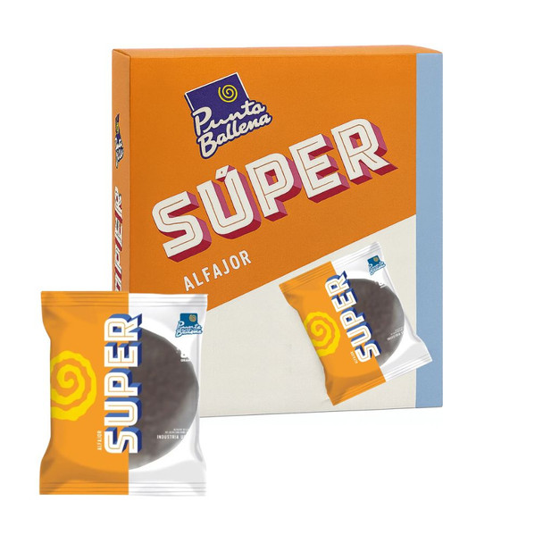 Punta Ballena Alfajor Super Negro Extra Milk Chocolate Alfajor with Dulce de Leche Filling from Uruguay, 80 g / 2.82 oz (box of 12)