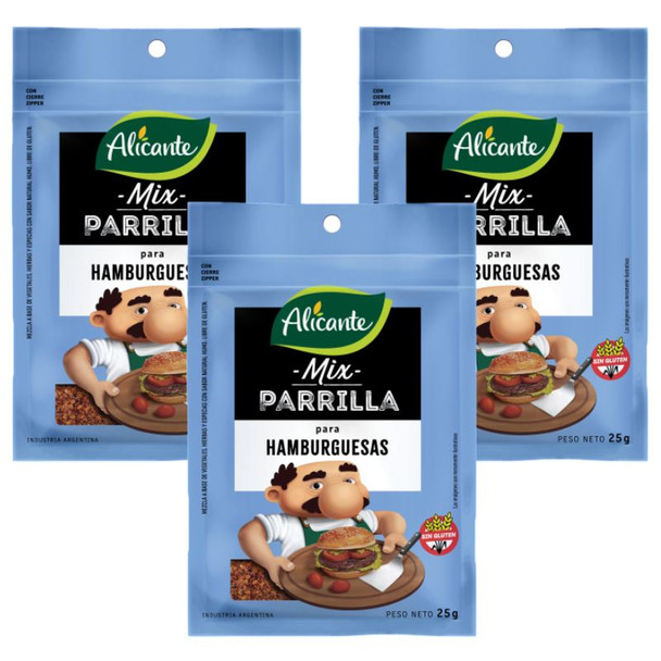 Alicante Hamburger Seasoning Grill Mix, 25 g / 0.88 oz (pack of 3)