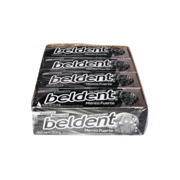 Beldent Chicle Menta Fuerte Extra Mint Bubblegum Fresh No Sugar, 10 g / 0.35 oz (box of 20)