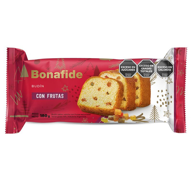 Bonafide Budín con Frutas Vanilla Fruit Pudding Delicious Afternoon Snack, 180 g / 6.34 oz