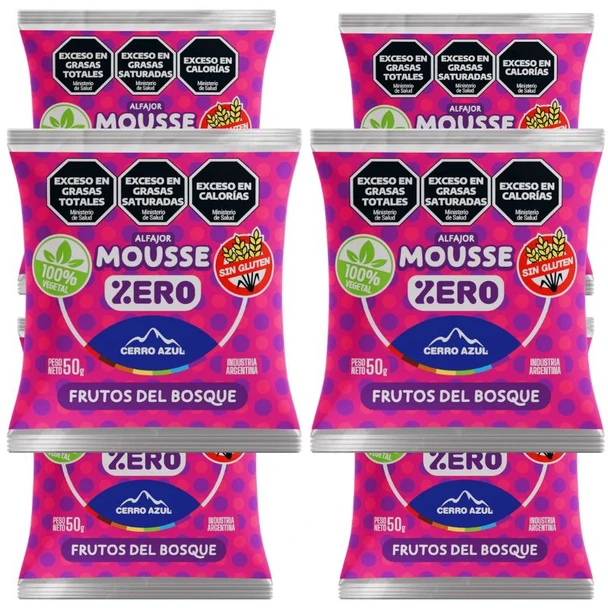 Cerro Azul Alfajor Mousse Zero Frutos del Bosque Gluten-Free, 50 g / 1.76 oz (pack of 6)