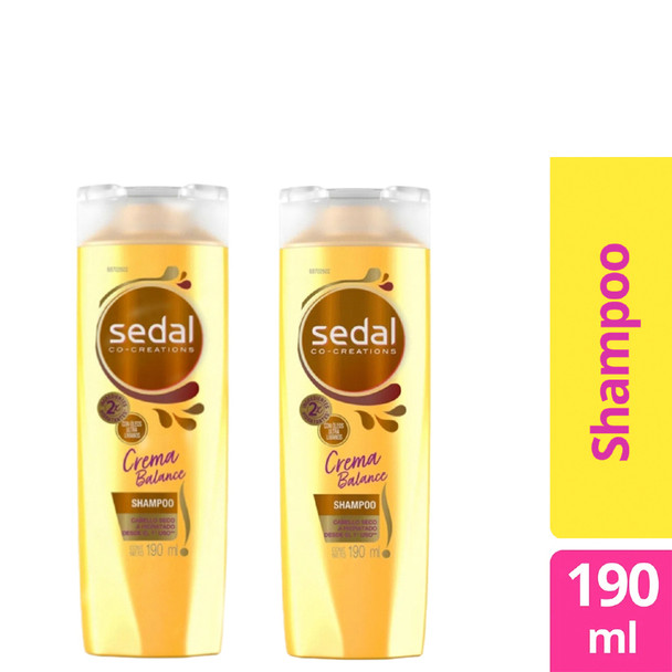 Champú Sedal para cabello seco Crema Balance Para Cabello Seco Hidratación rápida, 190 ml / 6.4 fl oz (paquete de 2)