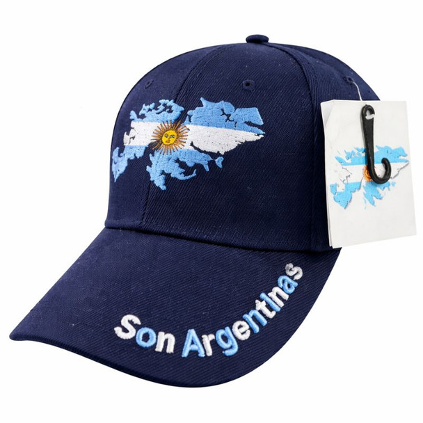Malvinas Argentinas Navy Blue Cap "Son Argentinas", Embroidered Design, One Size Adjustable
