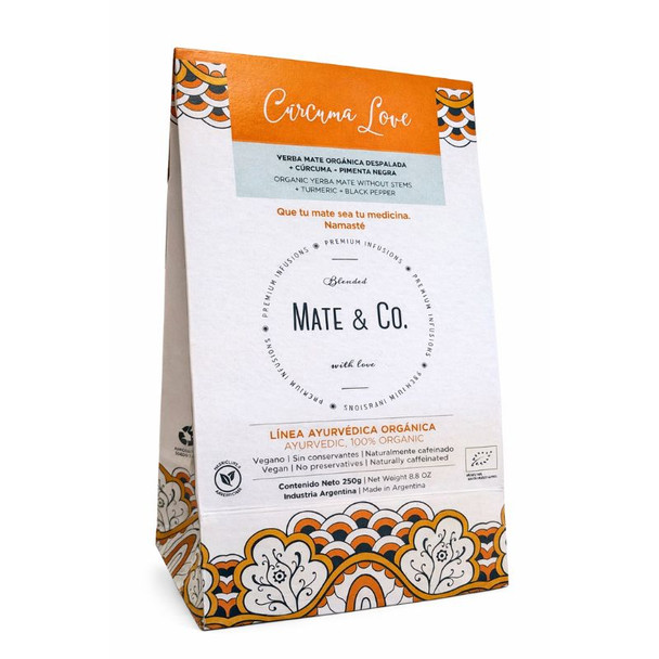 Mate & Co Cúrcuma Love Organic Stemless Yerba Mate with Turmeric & Black Pepper Refill, 250 g / 8.82 oz